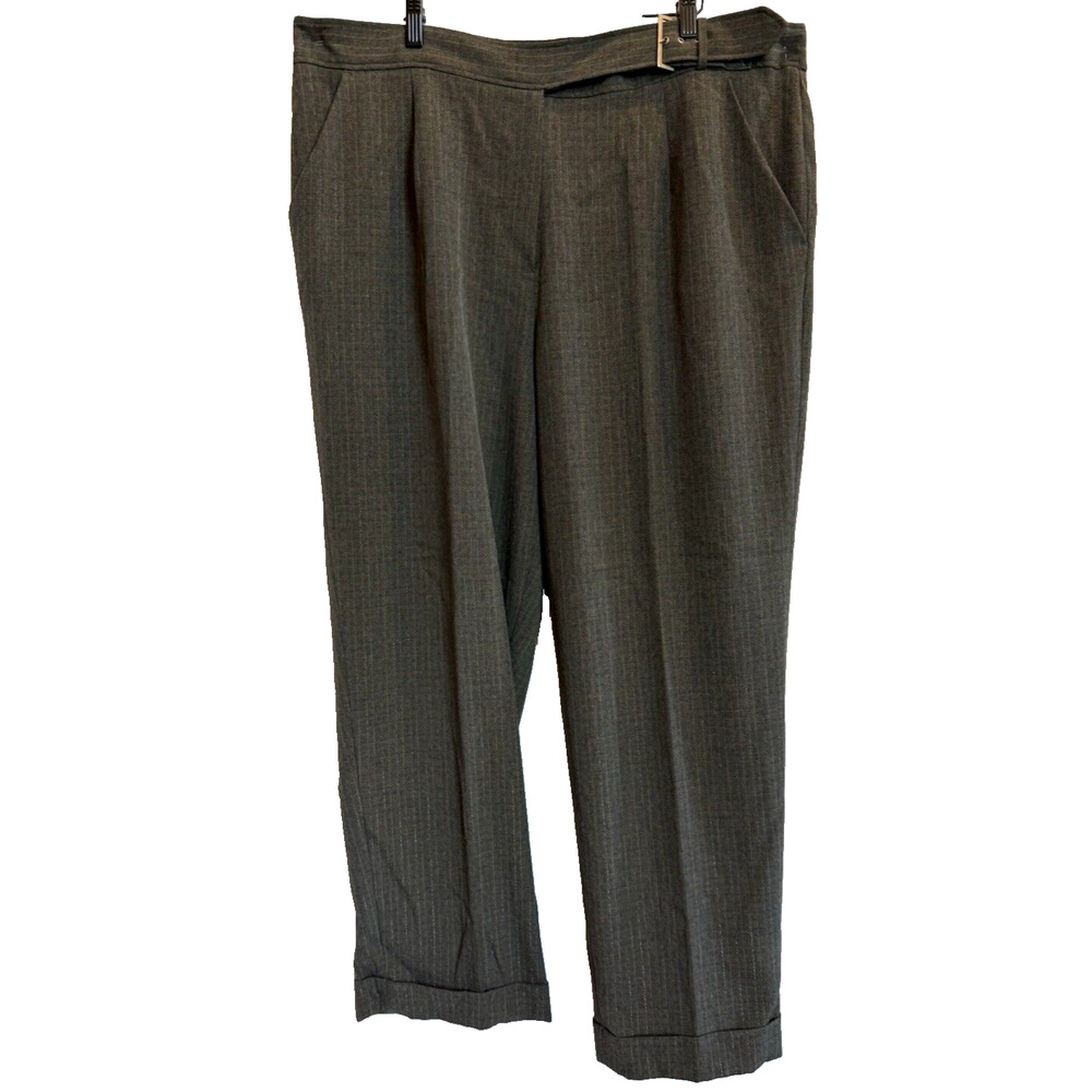 Womens Pinstripe Wide Leg Classic Minimalist Pants Size 22W Work Career Trousers